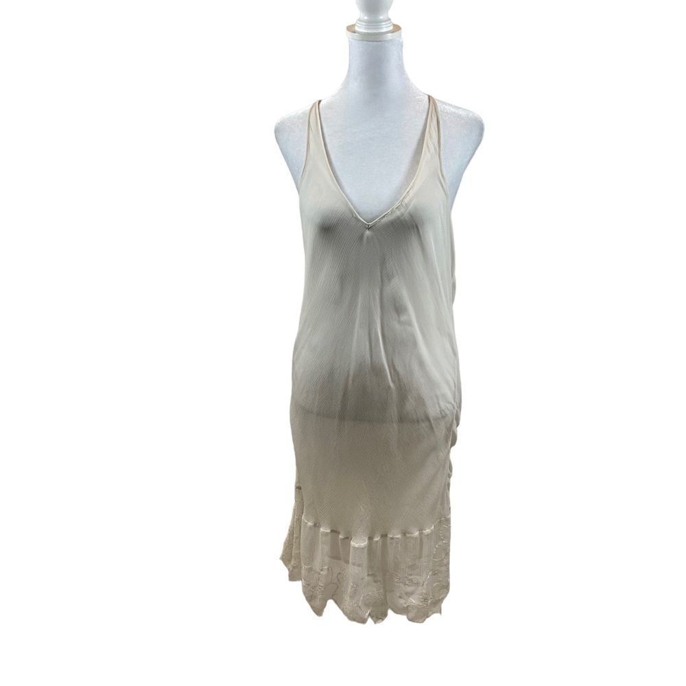New without Tags Anthro E by Eloise Brand Crepe Chiffon Ivory Dress Size Small